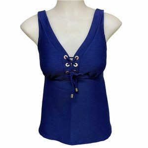 LANDS' END Tankini Swimsuit Lightly Padded Top -Sz 4 Grommets